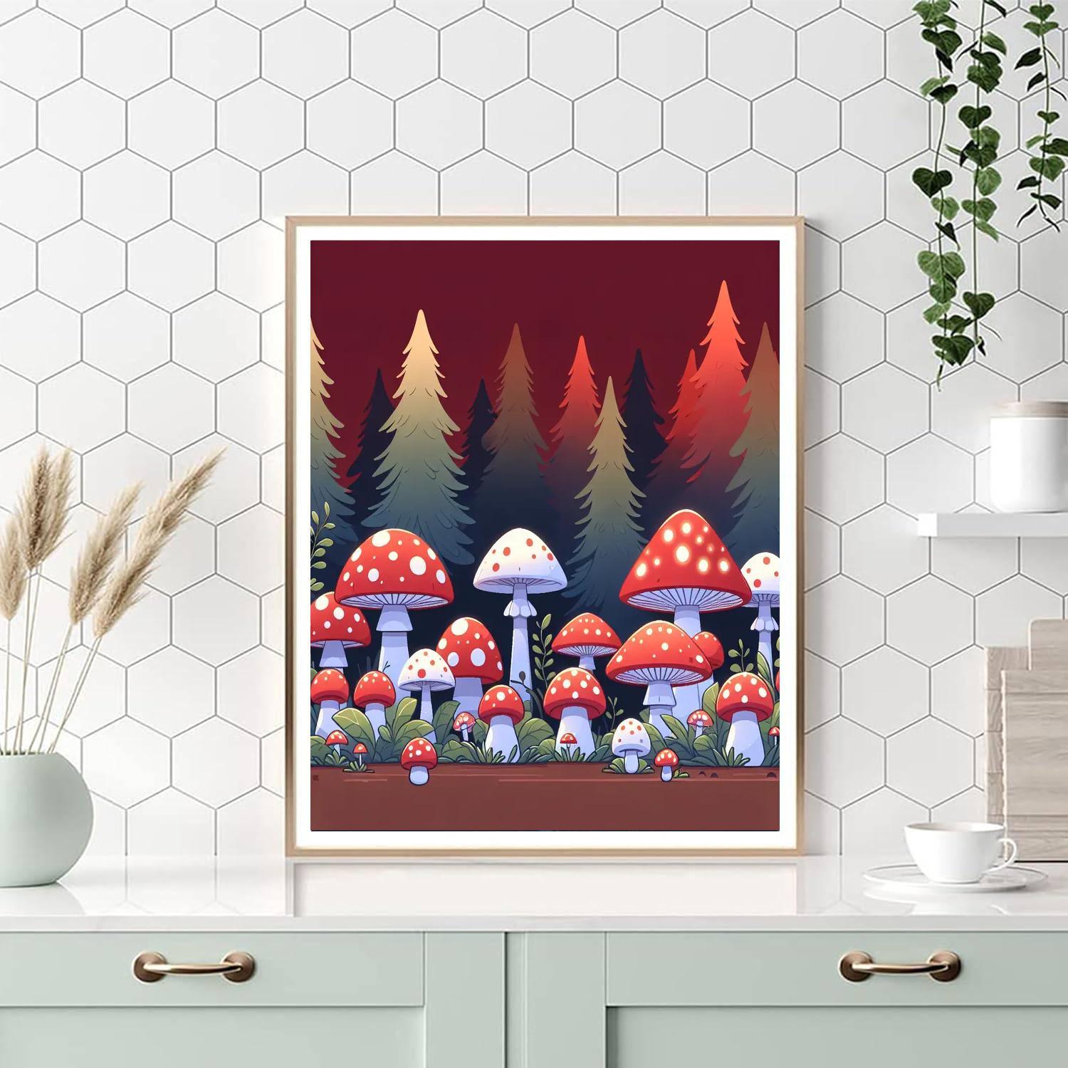 Twinkling Toadstools Paint By Numbers Art