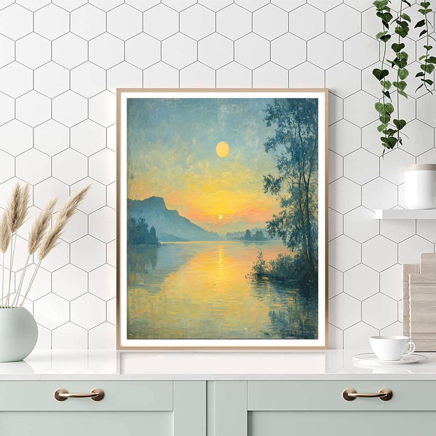 J.M.W. Turner Inspired Harmonious Sunrise  Paint By Color