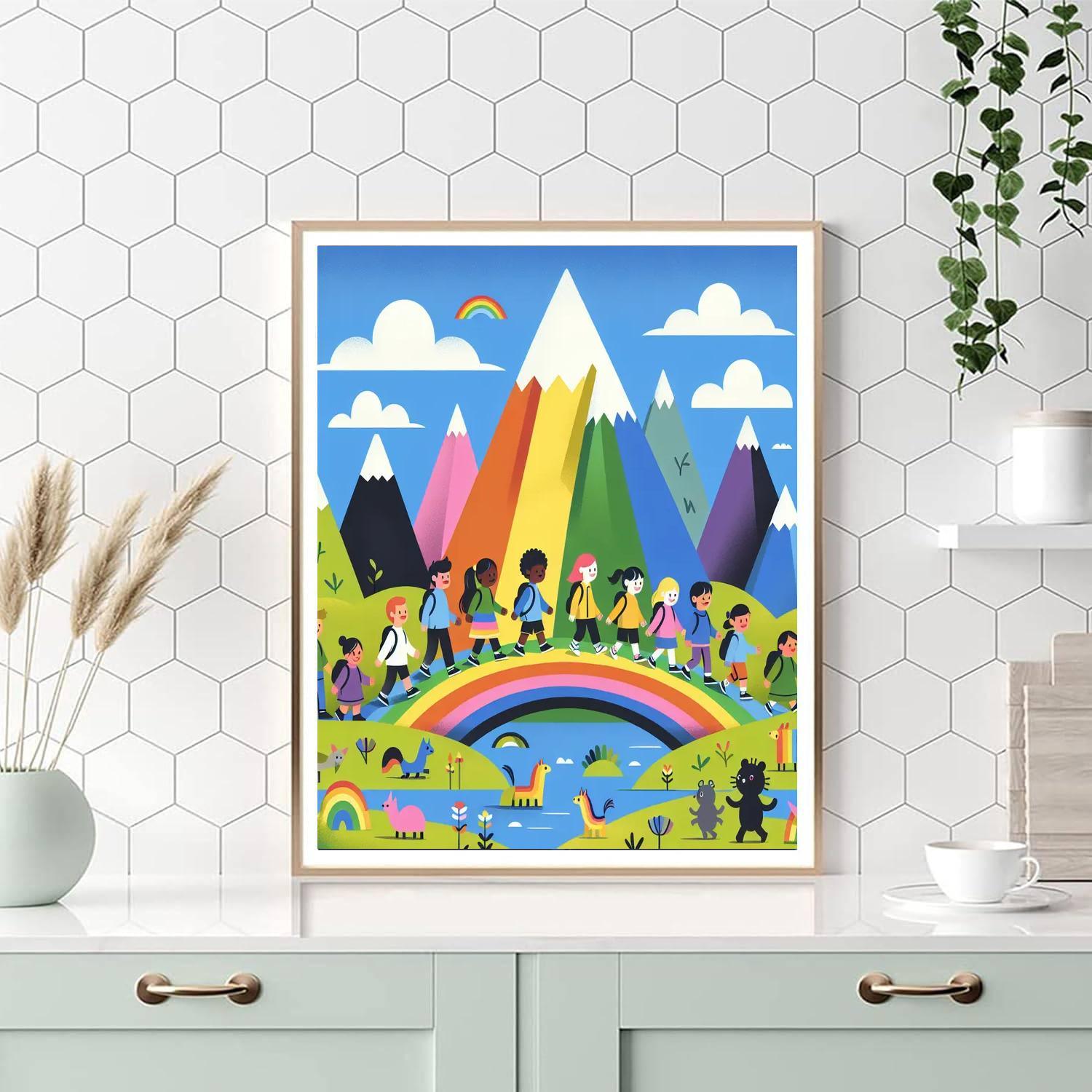 Rainbow Mountain Trek Paint By Numbers Art