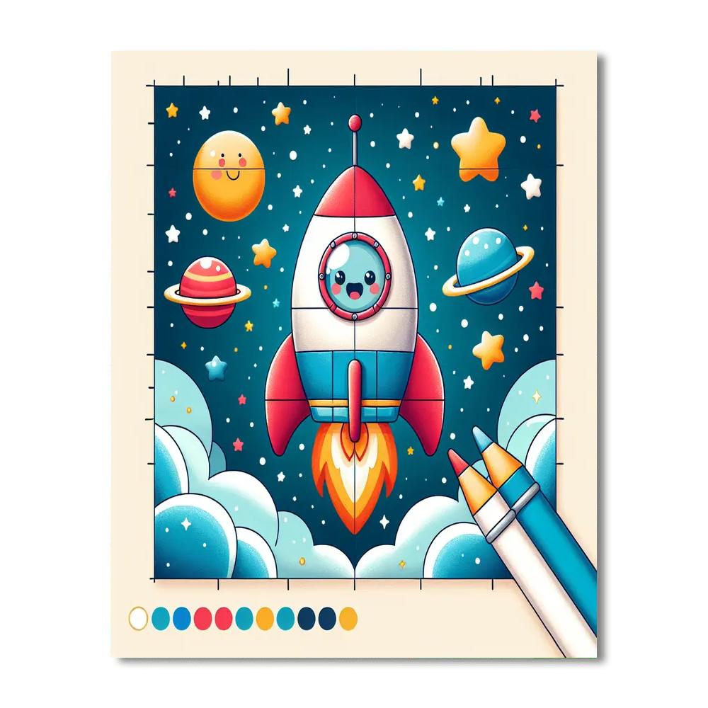 Adventure Space Rocket Number Painting