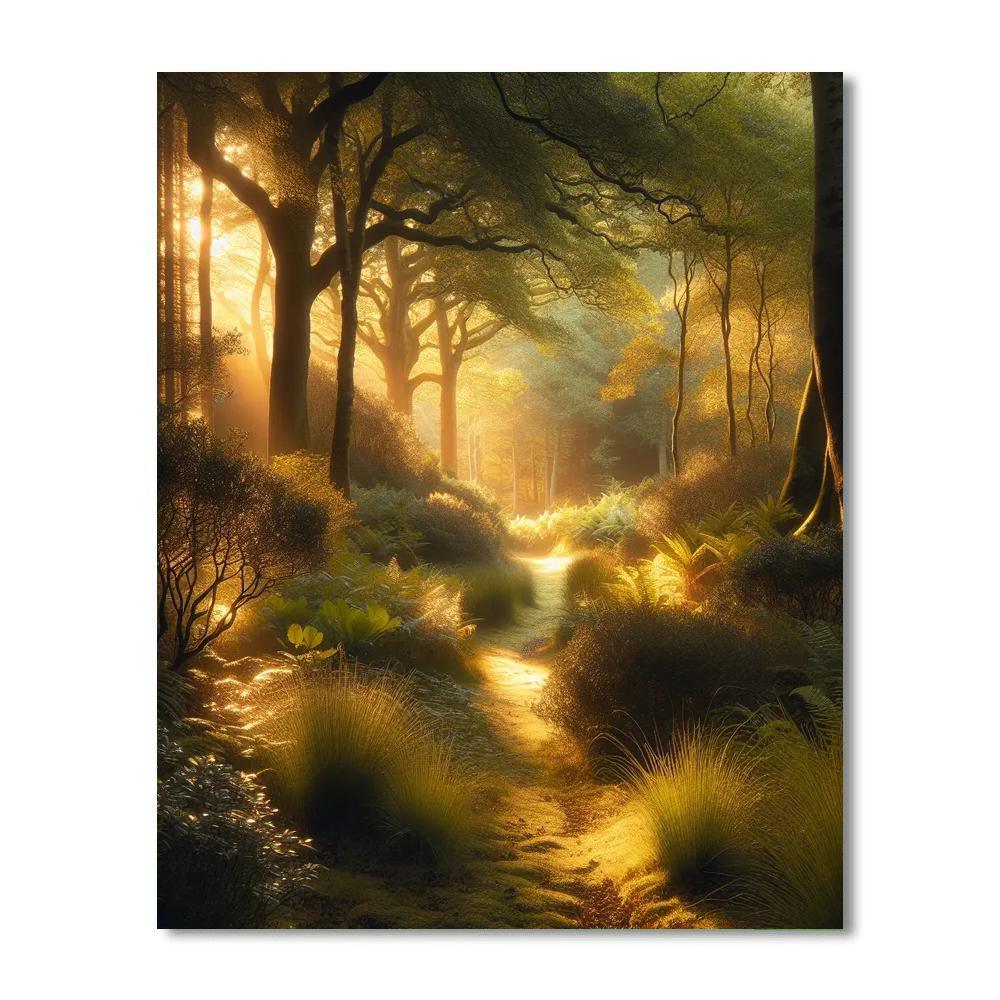 Golden Woodland Morning Paint By Color