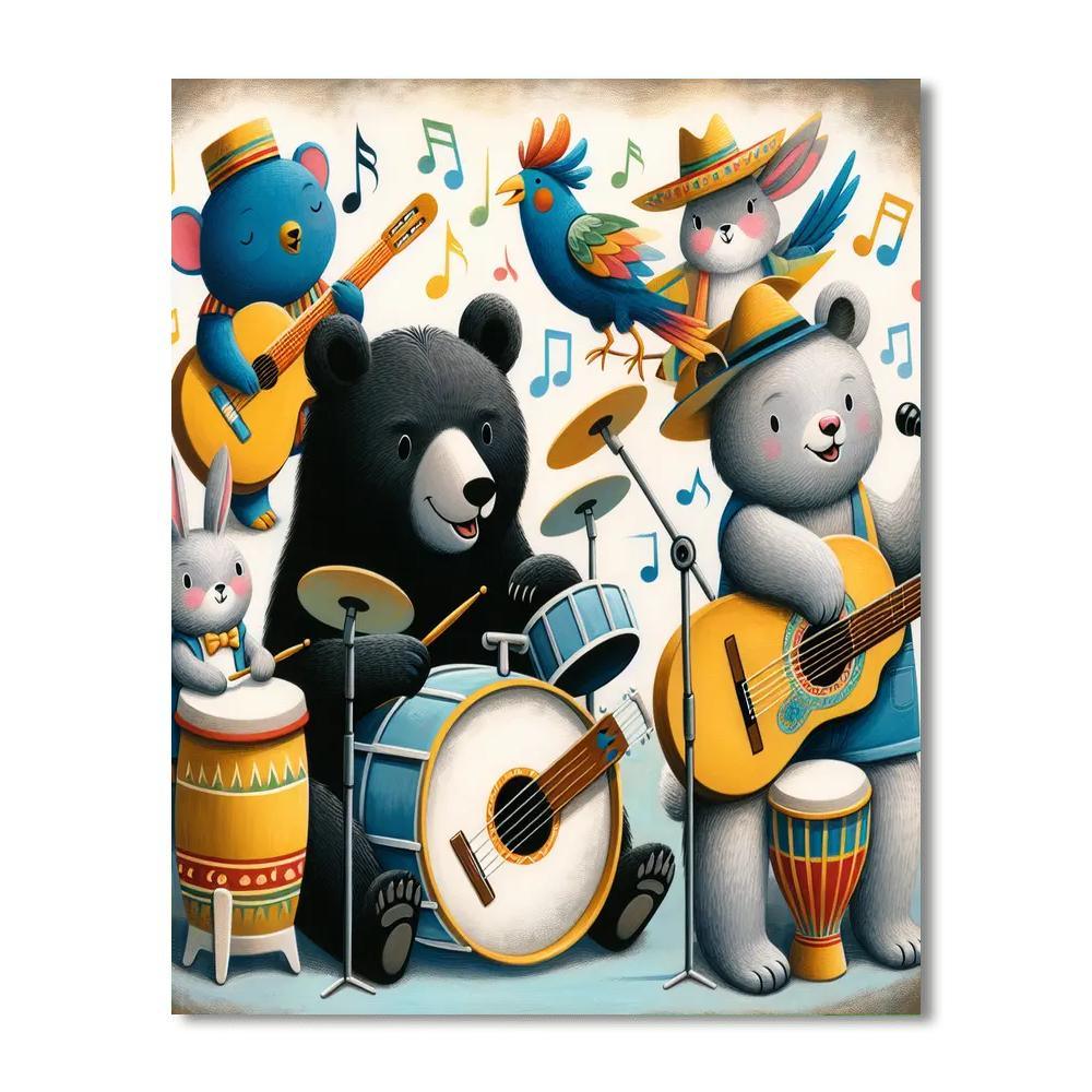 Whimsical Animal Band Paint By Numbers Art
