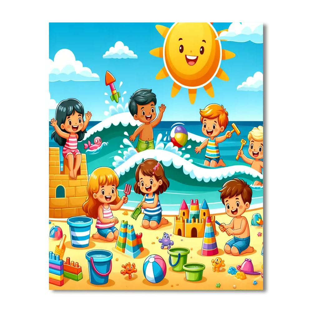 Bright And Bubbly Beach Day Painting By Numbers Kit