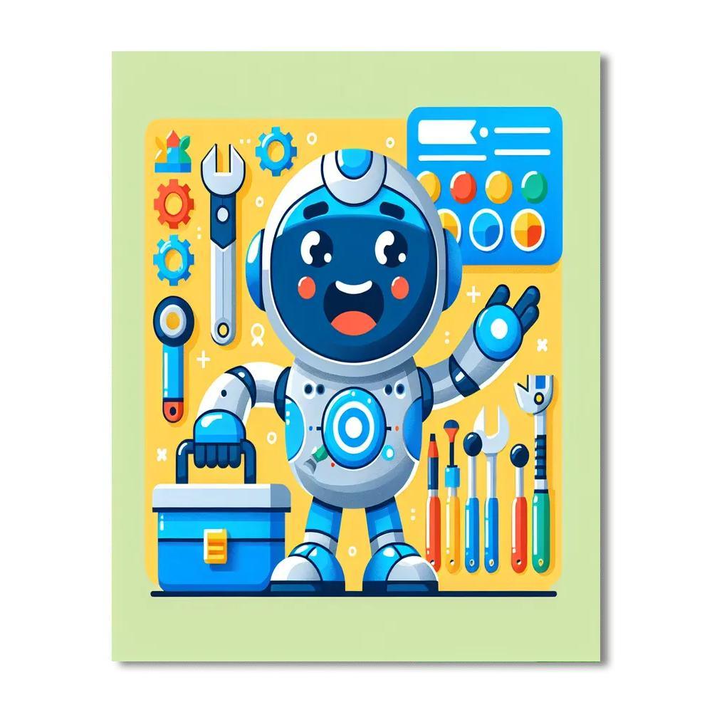 Caring Robot Helper DIY Paint By Numbers