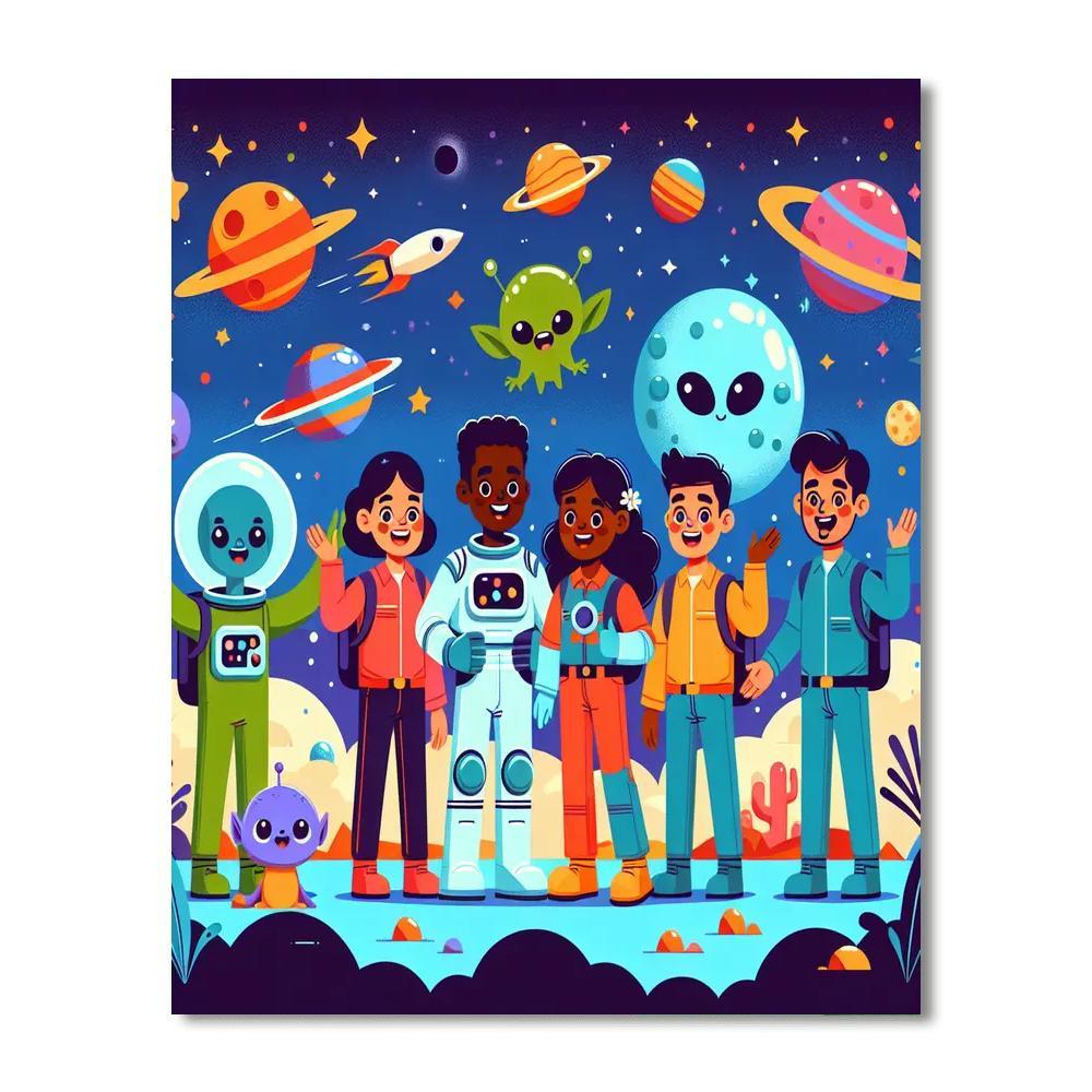 Funky Space Explorers Paint By Numbers