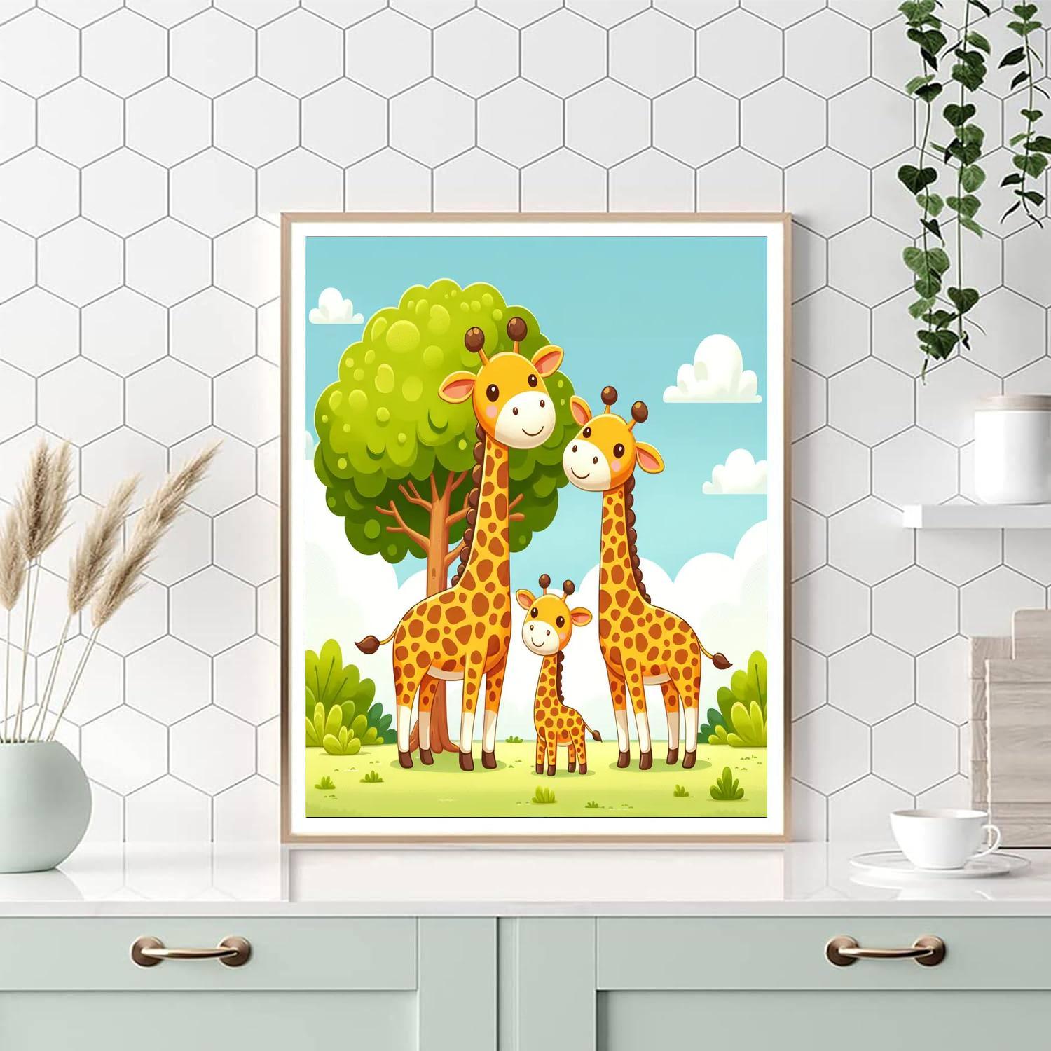Cute Giraffe Family Paint By Number