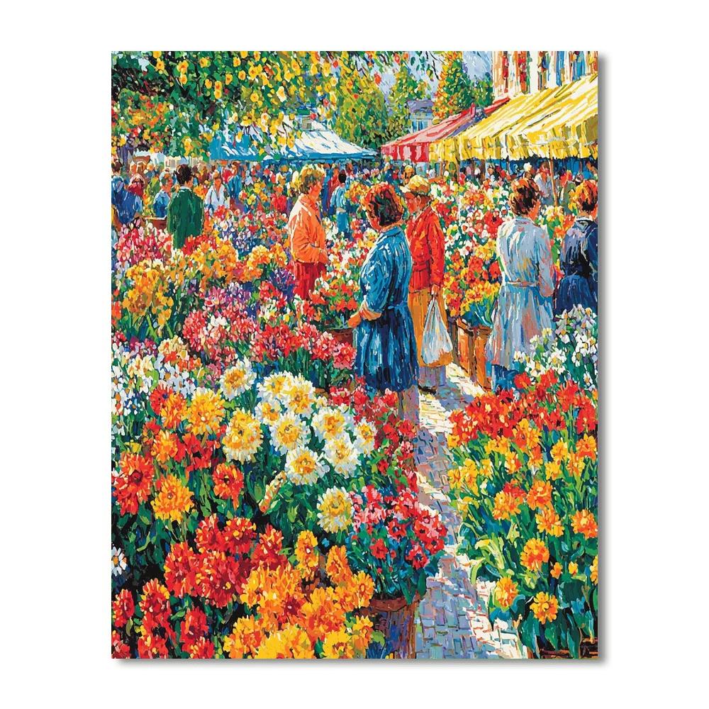 Vincent Van Gogh Inspired Festive Flower Market  Number Painting