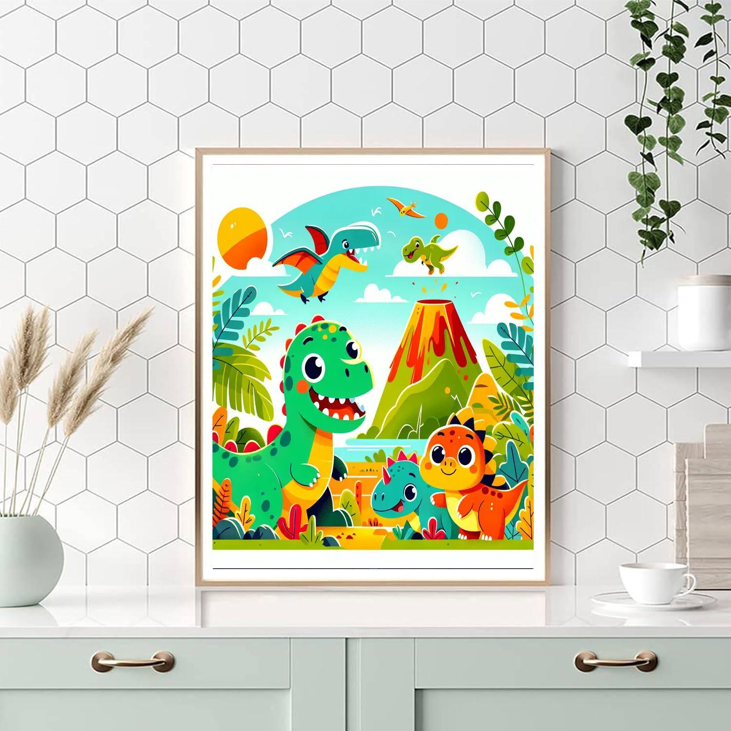 Dinosaur Friends On Adventure Paint By Numbers Art