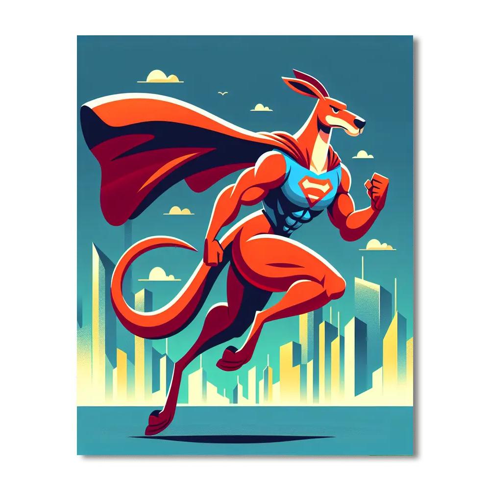 Superhero Kangaroo Number Painting