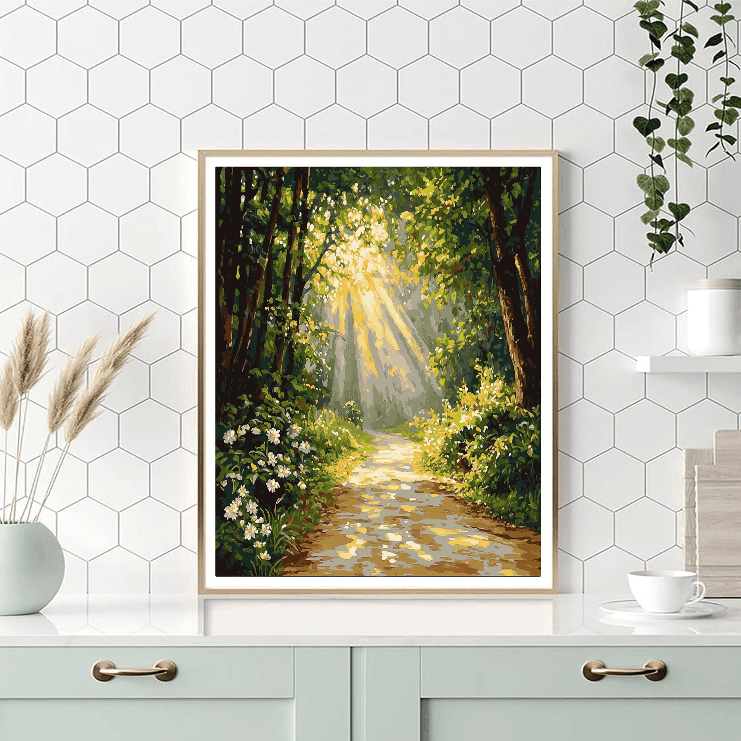 Johannes Vermeer Inspired Vermeer's Gentle Garden Path  Paint By Numbers Art