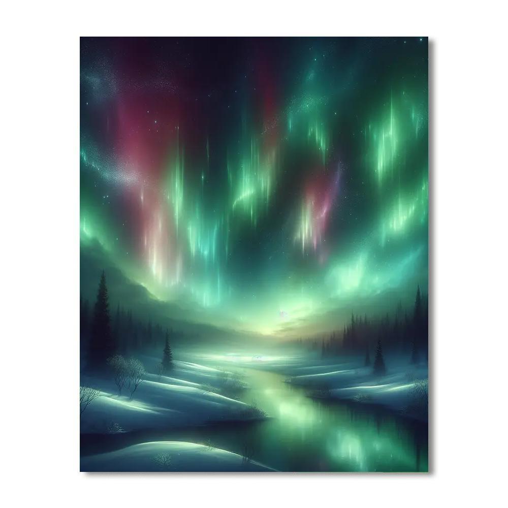 Mystical Aurora Skies Painting Number Kit