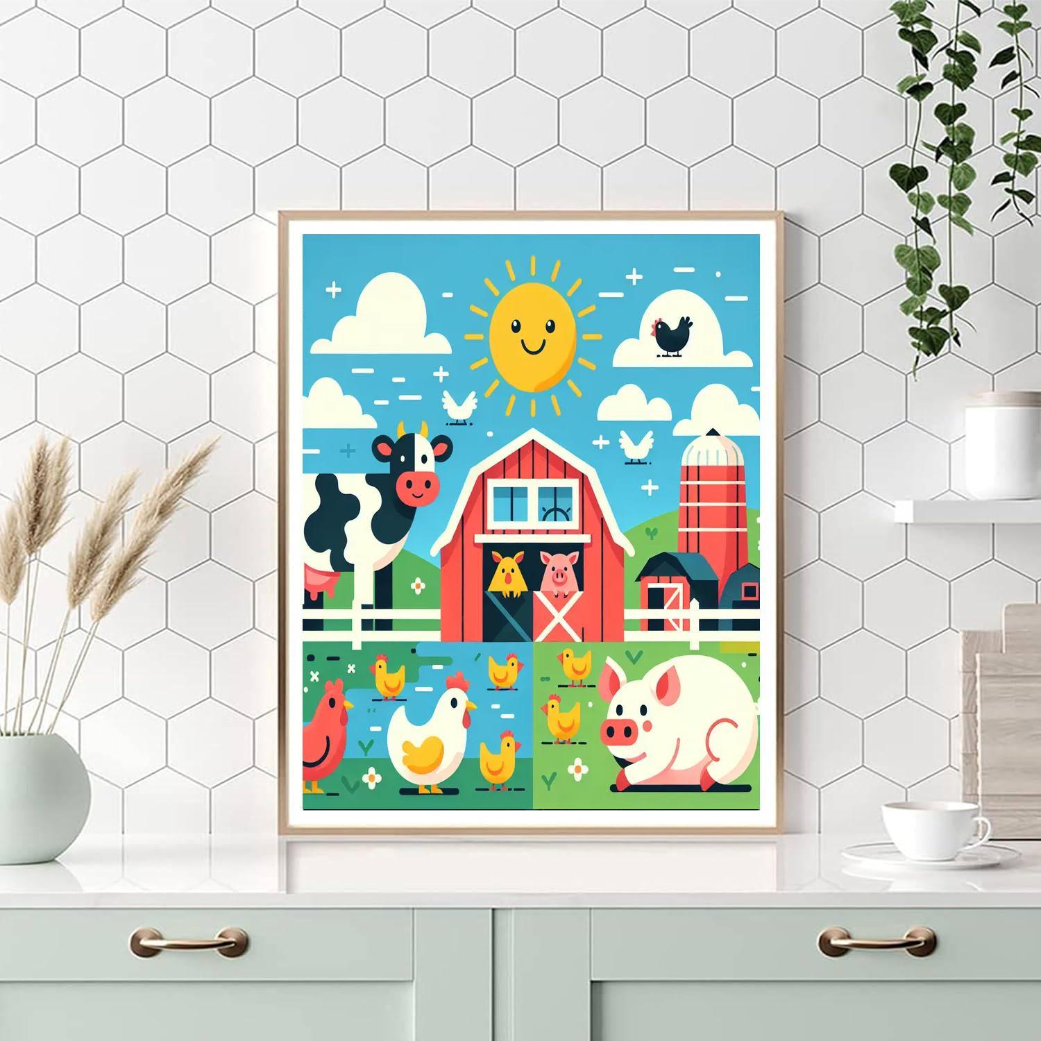 Charming Farmyard Gathering DIY Paint By Numbers