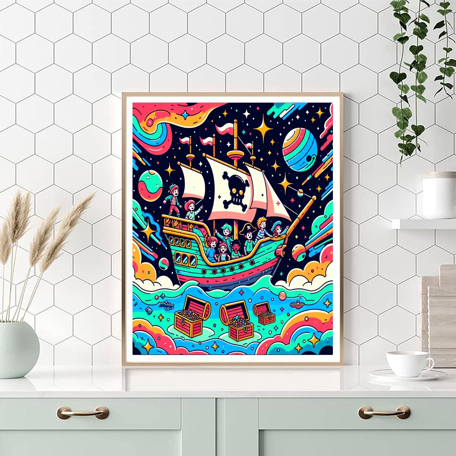 Astral Pirate Ship Voyage Painting Number Kit