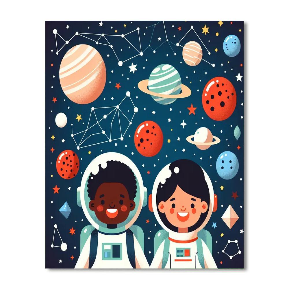 Astronauts In Space Number Painting