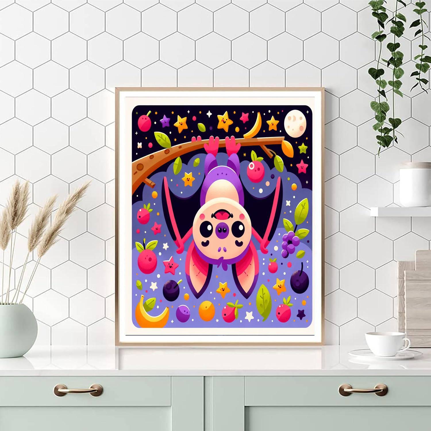 Silly Fruit Bat DIY Paint By Numbers