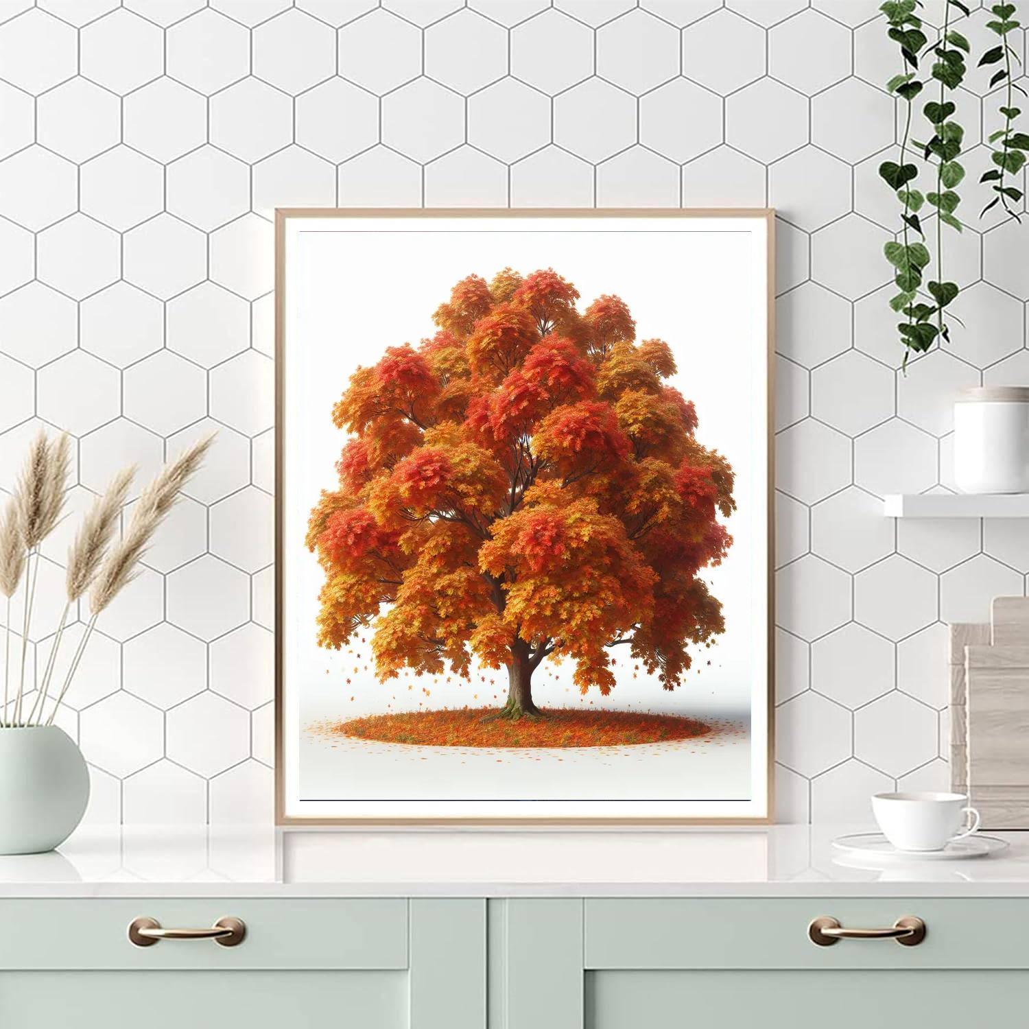 Majestic Autumn Tree Canopy Painting Number Kit