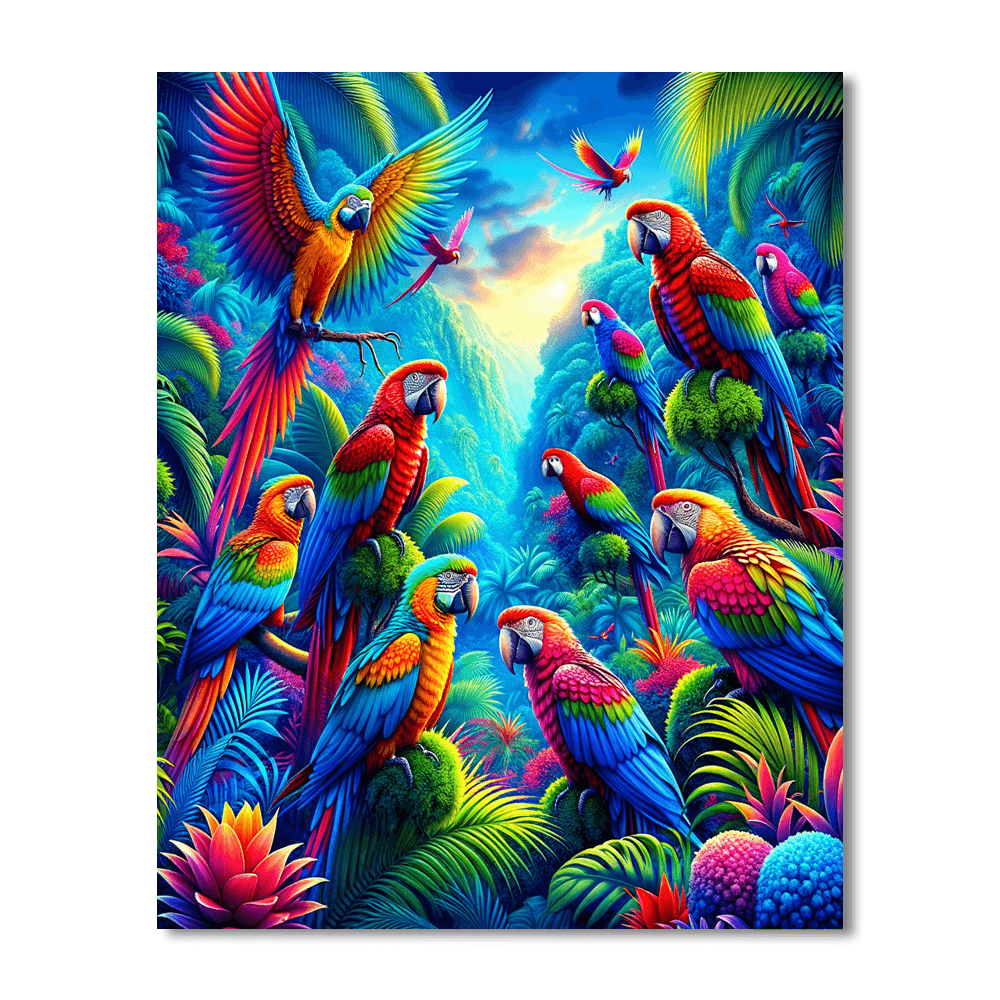 Colorful Parrot Paradise Paint By Numbers