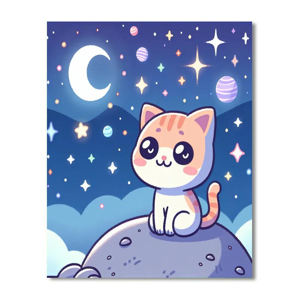 Starry Night Cat Numbered Painting Kits