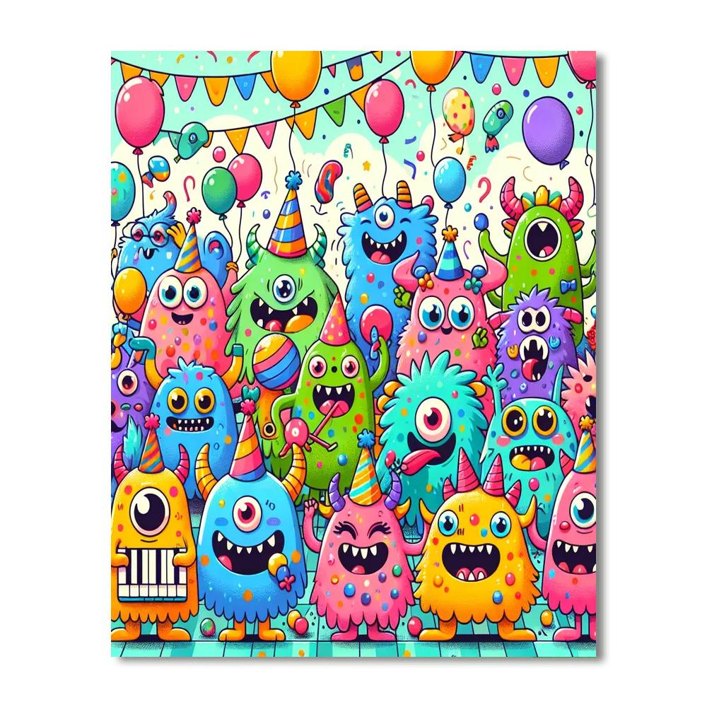 The Playful Monster Party DIY Paint By Numbers
