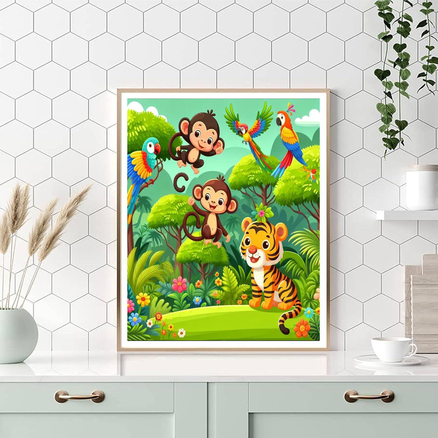Playtime In The Jungle Paint By Numbers Art