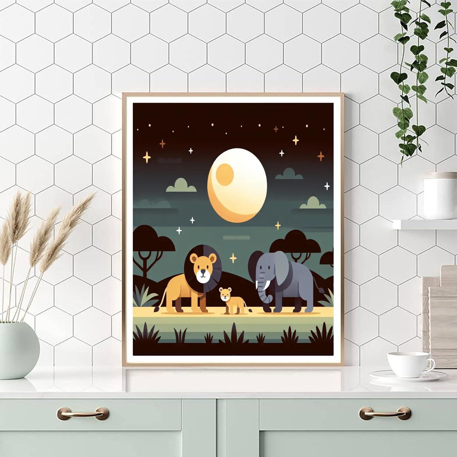 Moonlit Night Safari Numbered Painting Kits
