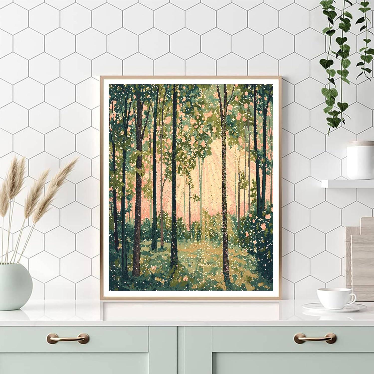 Georges Seurat Inspired Mystic Forest Dawn  Numbered Painting Kits