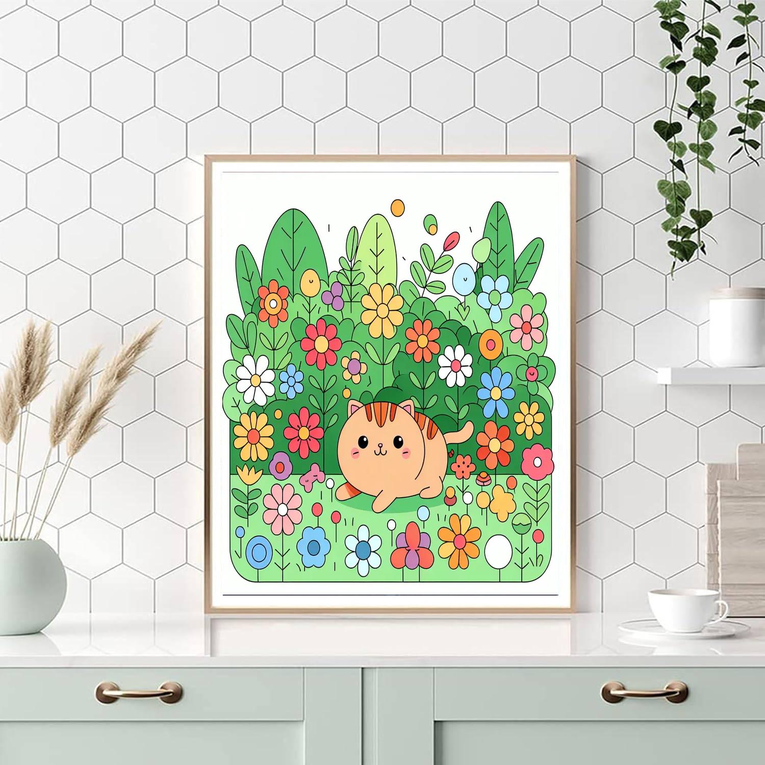 Curious Cat In The Garden Numbered Painting Kits