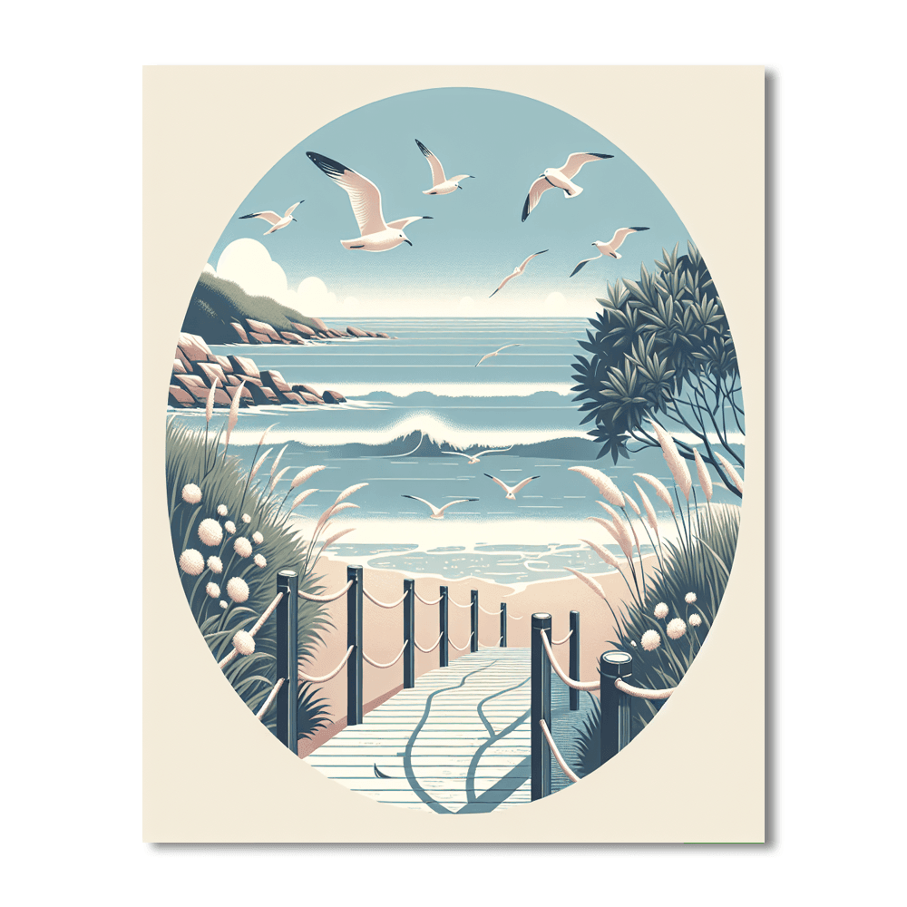 Peaceful Coastal Walk Painting Number Kit
