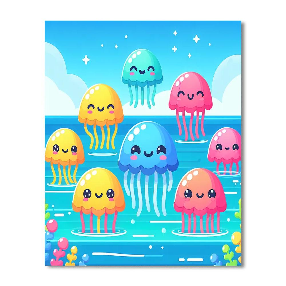 Jolly Jellyfish Lagoon Paint By Numbers Art