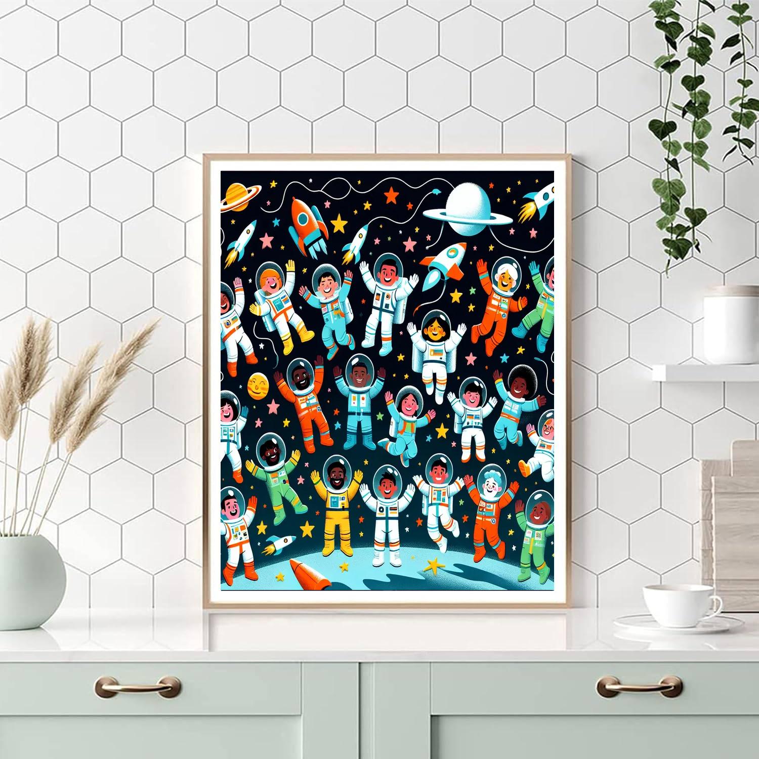 Adventurous Space Cadets Paint By Numbers Art