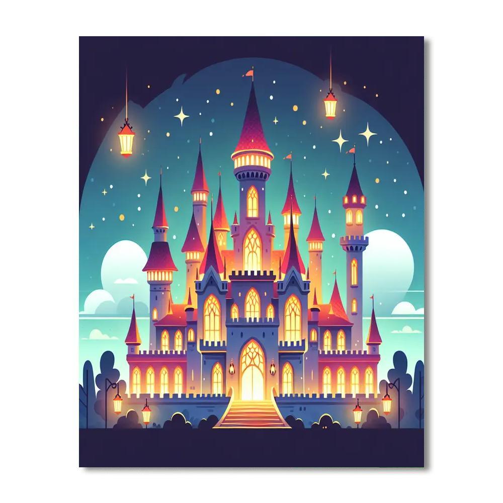Fairytale Castle At Dusk Paint By Numbers Art