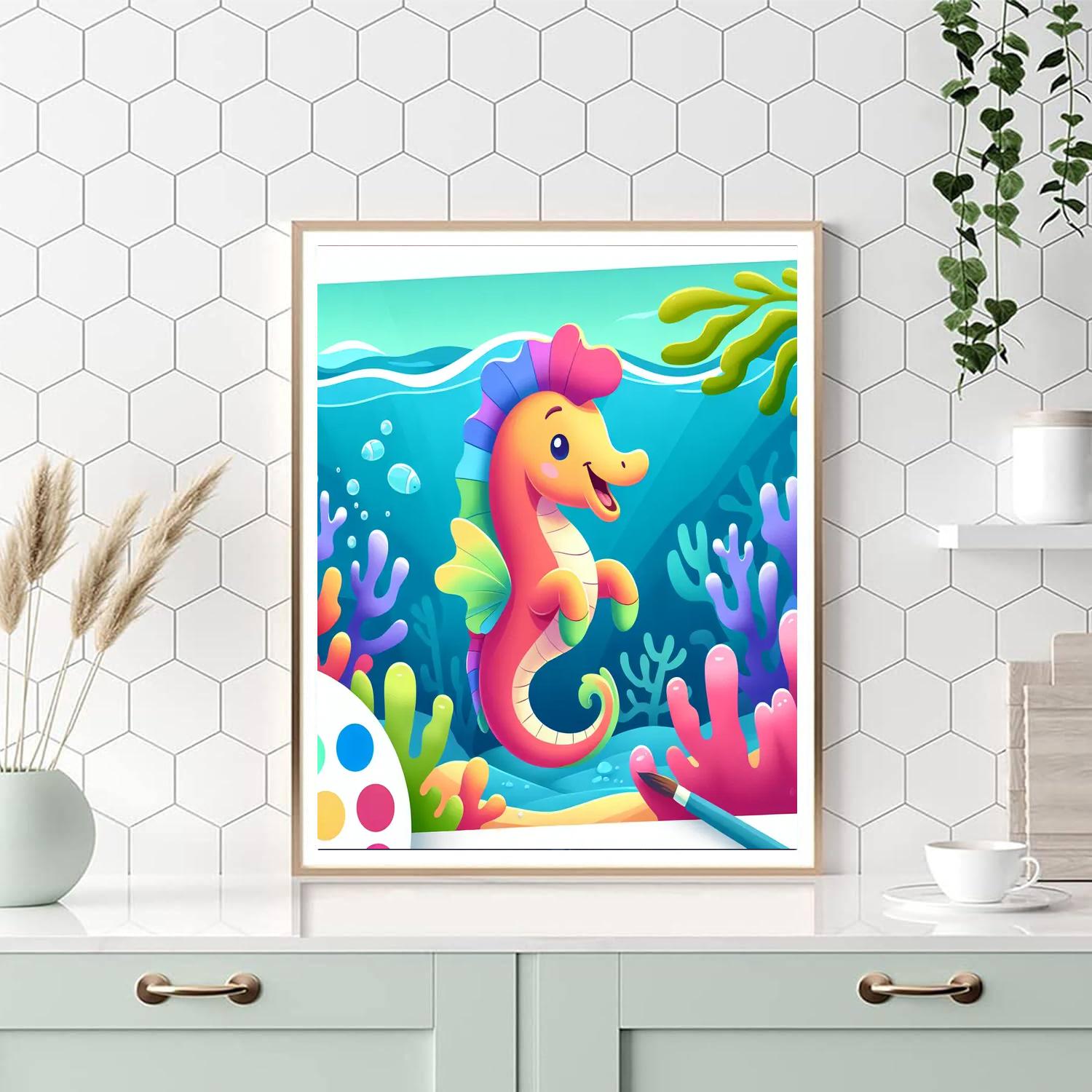 Lively Sea Horse DIY Paint By Numbers