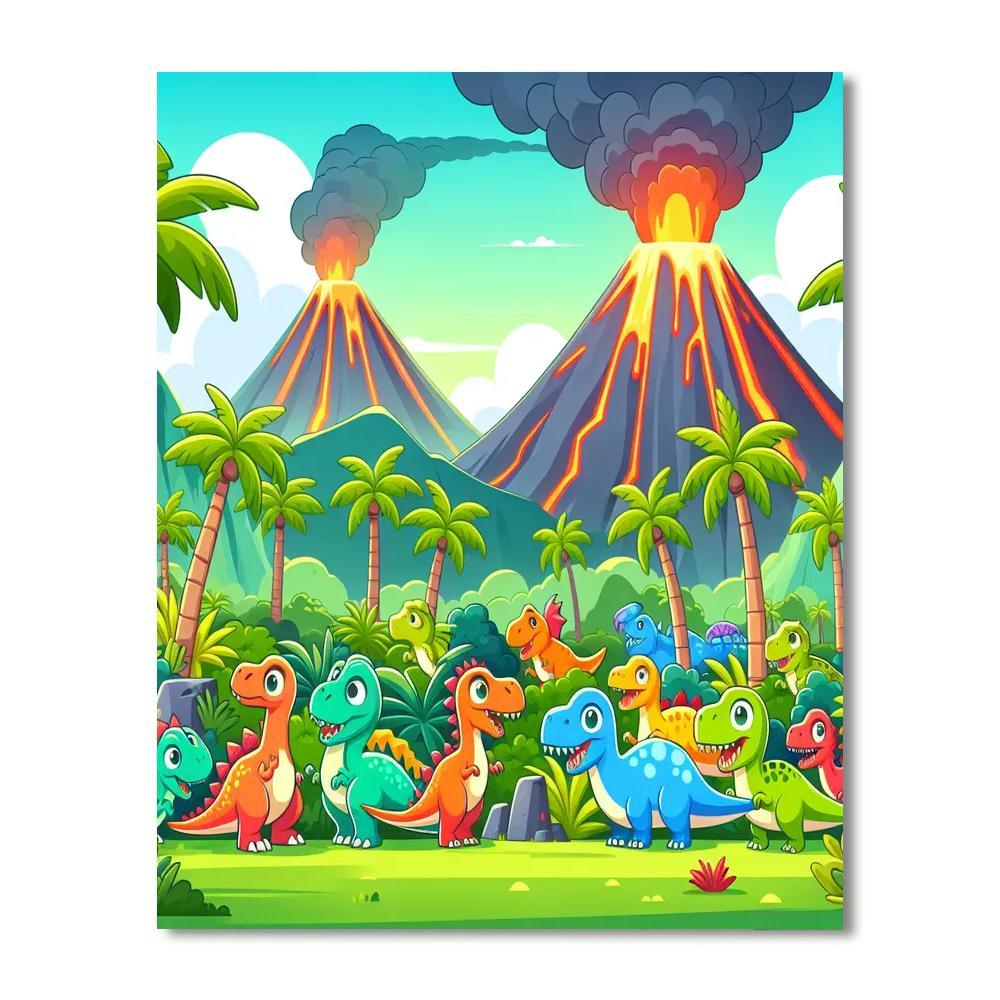 Cheerful Dinosaur Expedition Painting By Numbers Kit
