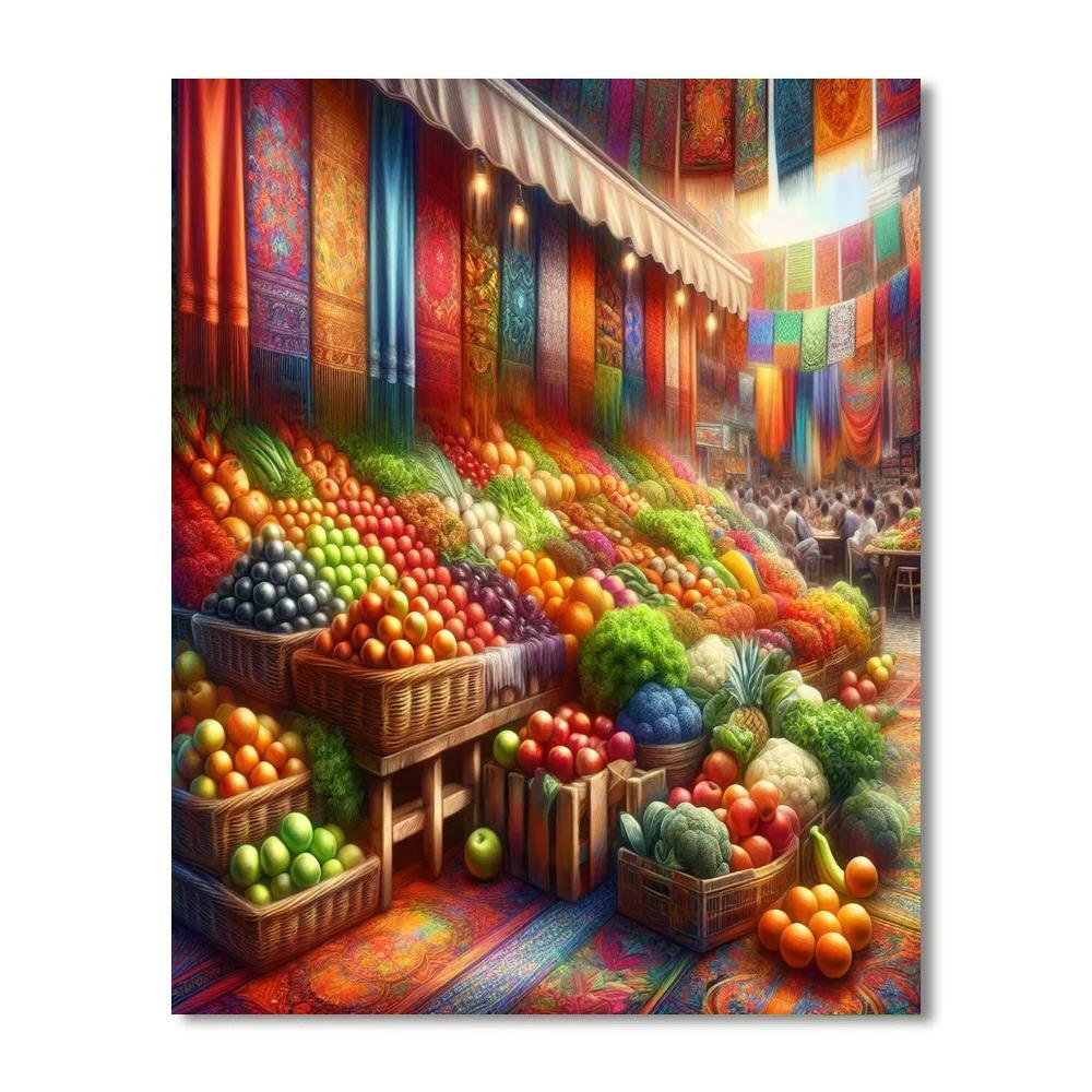 Vibrant Market Stall Paint By Numbers Art