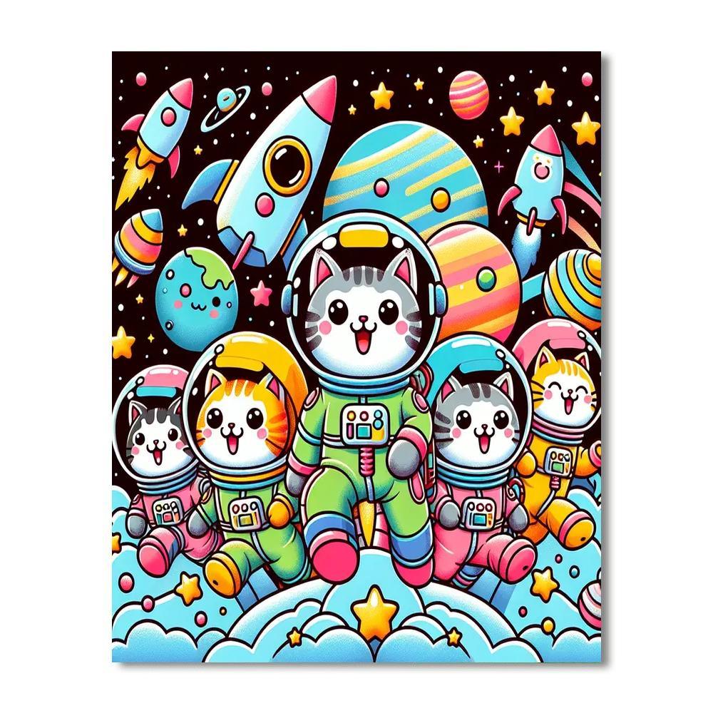 Space Cats Adventure Painting By Numbers Kit