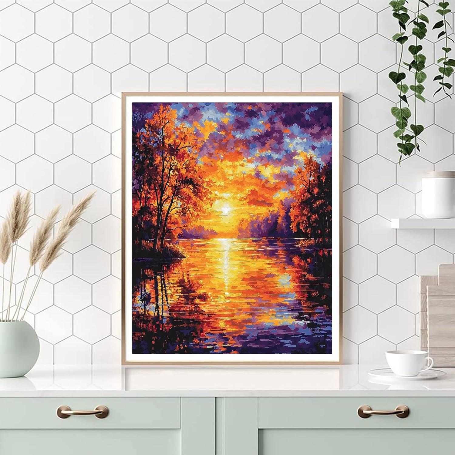 Claude Monet Inspired Enchanting Sunset  Number Painting