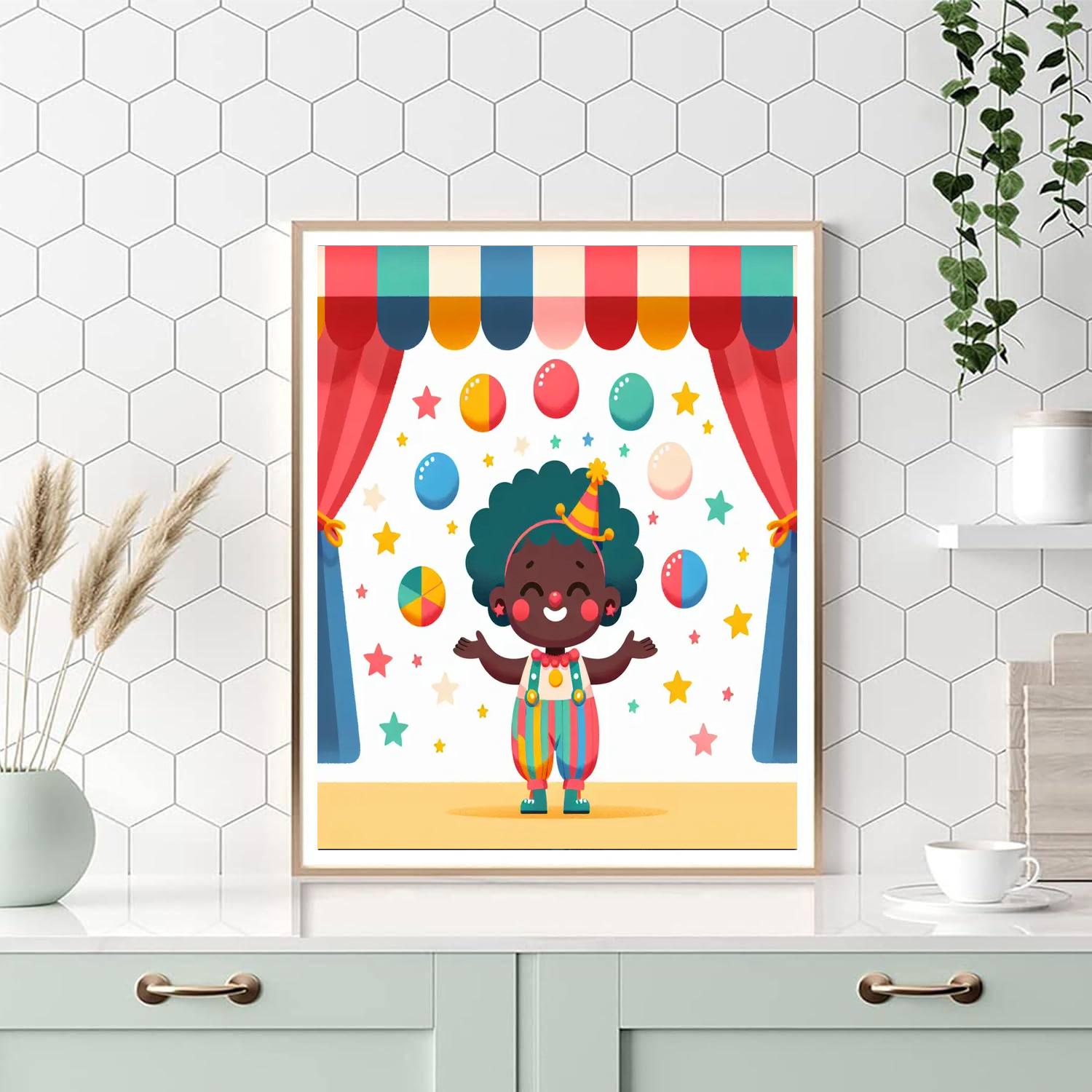 Happy Clown Circus Painting Number Kit