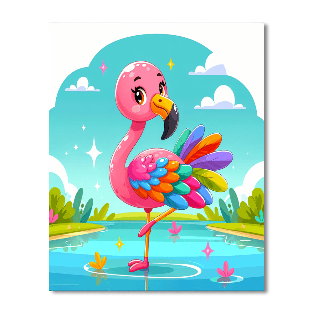 Festive Flamingo Number Painting
