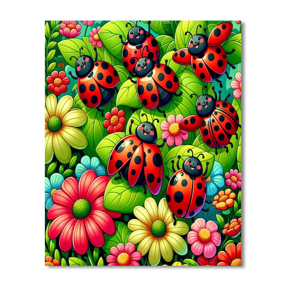 Dancing Ladybugs In The Garden Numbered Painting Kits