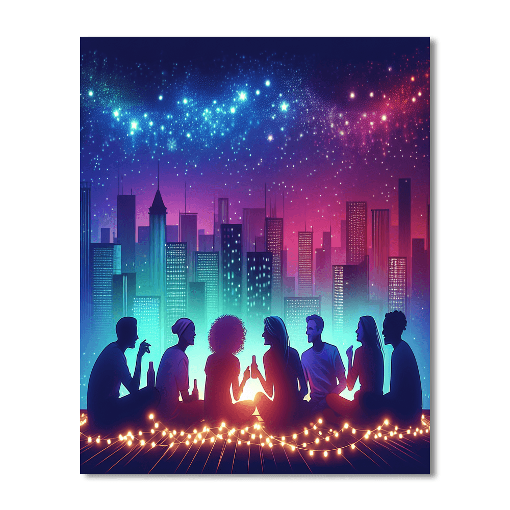 Starlit Rooftop Adventure Paint By Color