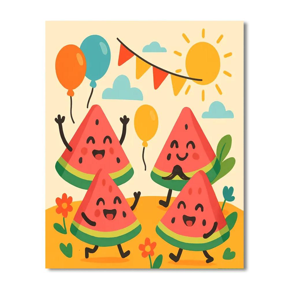 Whimsical Watermelon Party Paint By Numbers Art