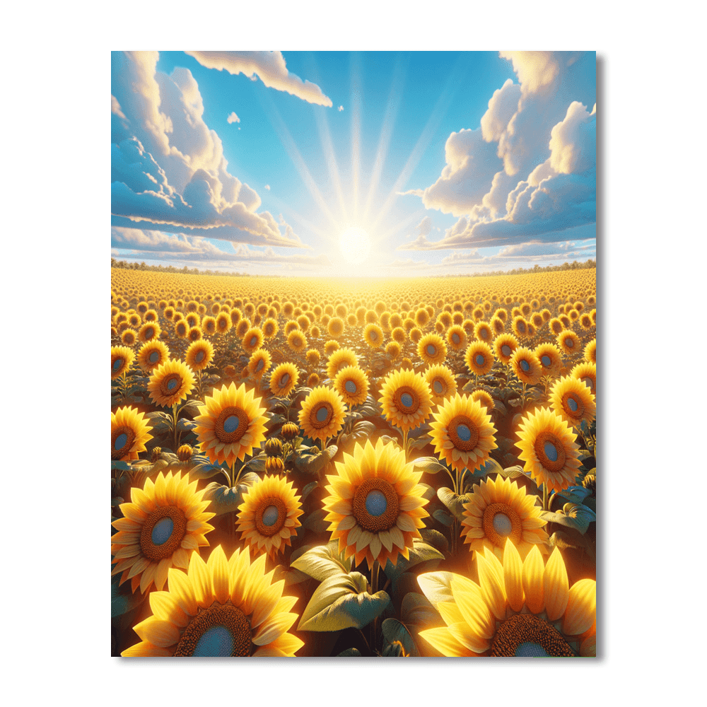 Golden Sunflower Fields Paint By Numbers Art