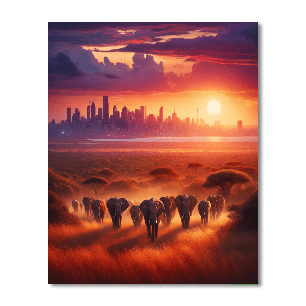 Vibrant African Savanna Numbered Painting Kits