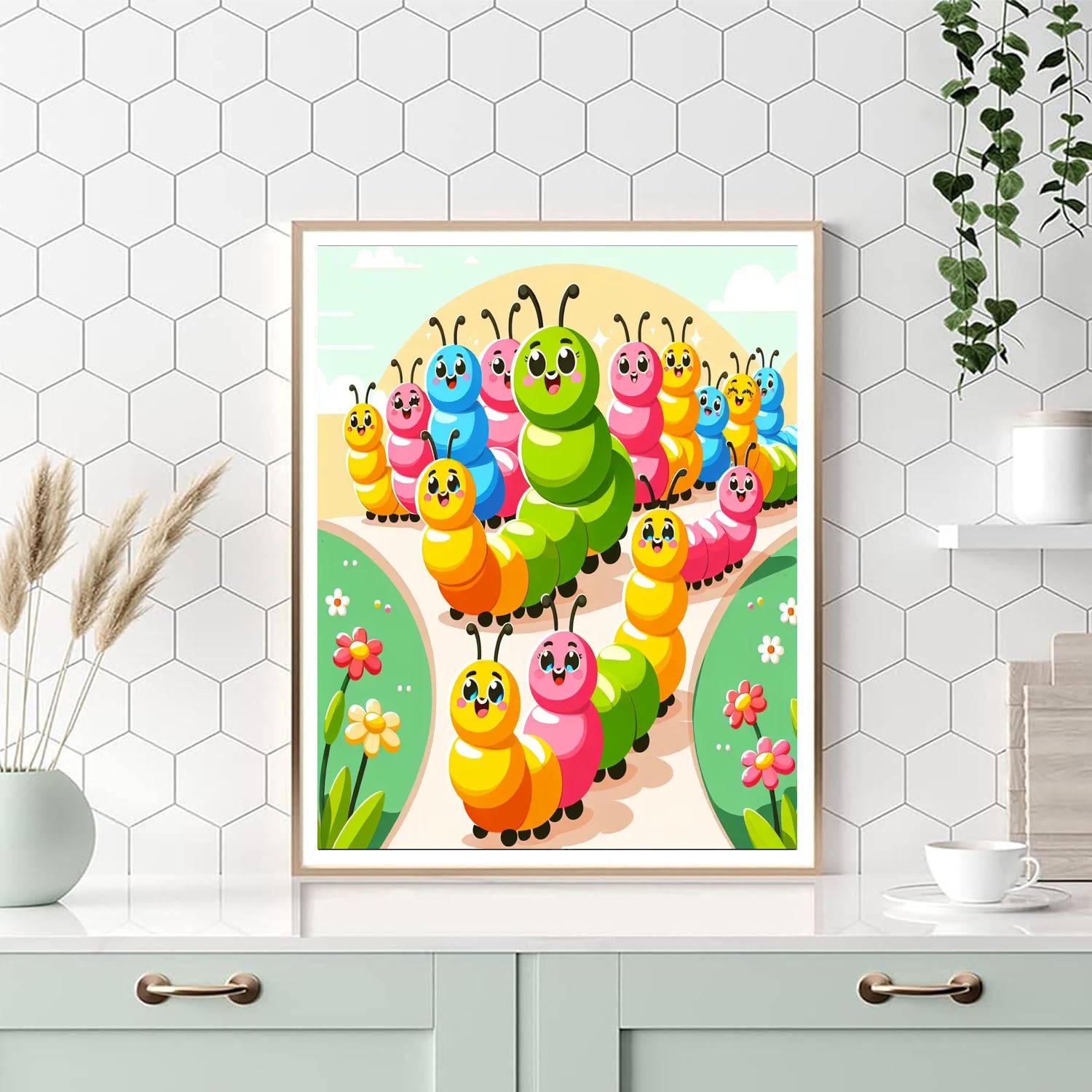 Happy Caterpillar Parade Number Painting