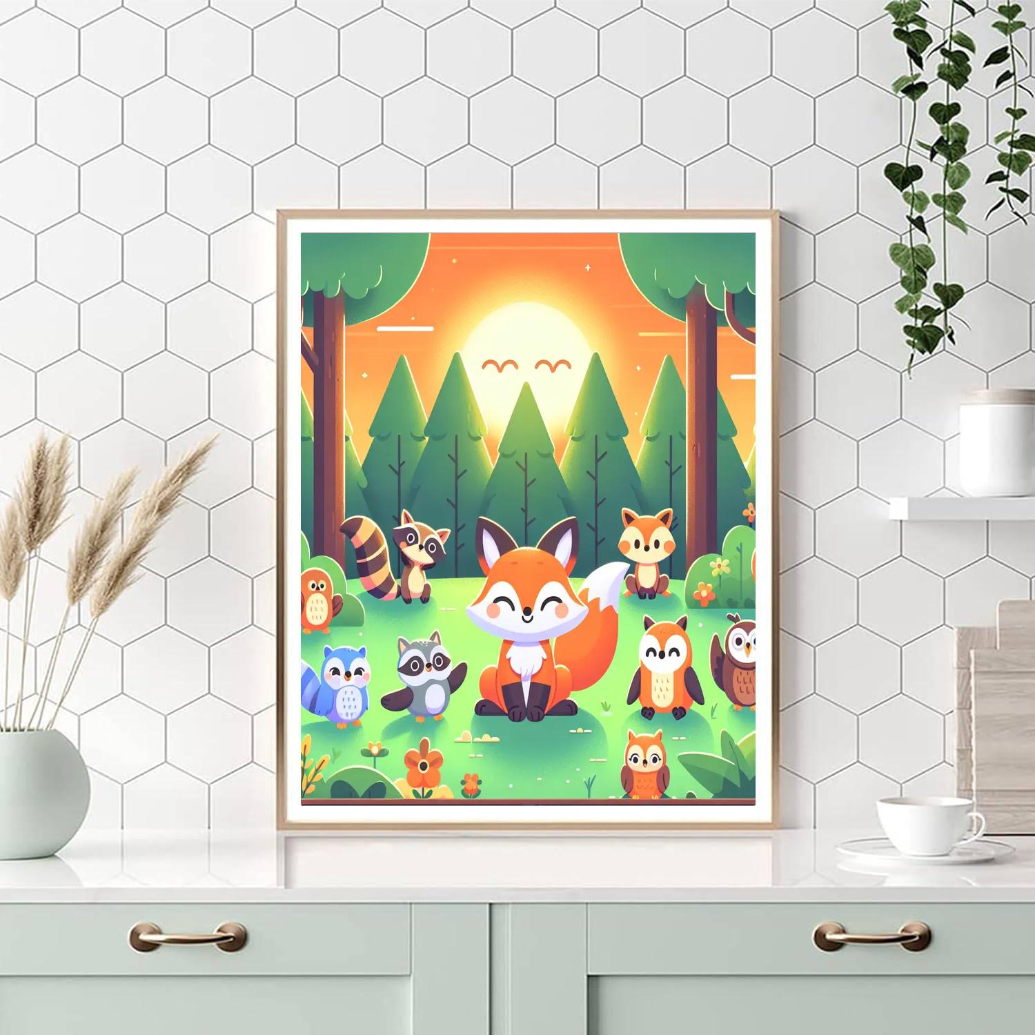 Cuddly Forest Creatures Paint By Numbers Art