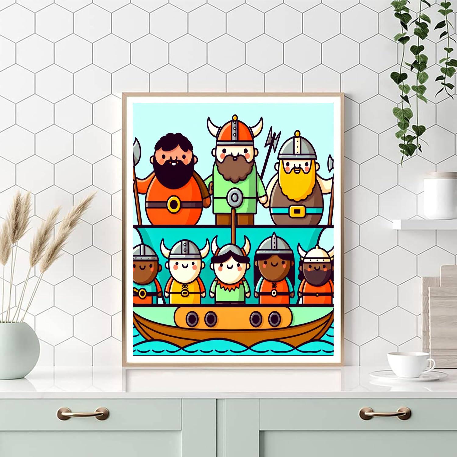 Historic Viking Voyage Number Painting