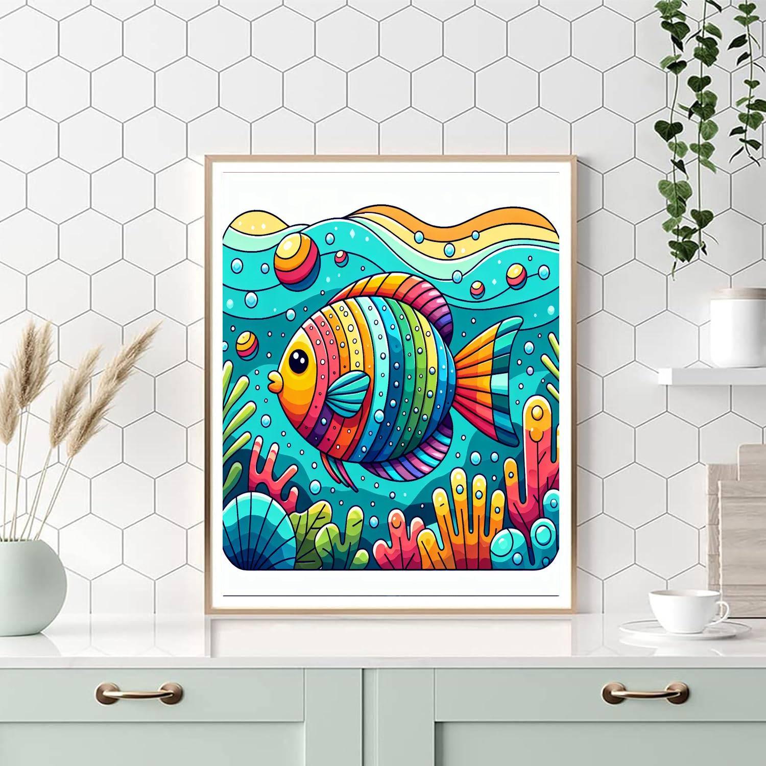 Bright Rainbow Fish DIY Paint By Numbers