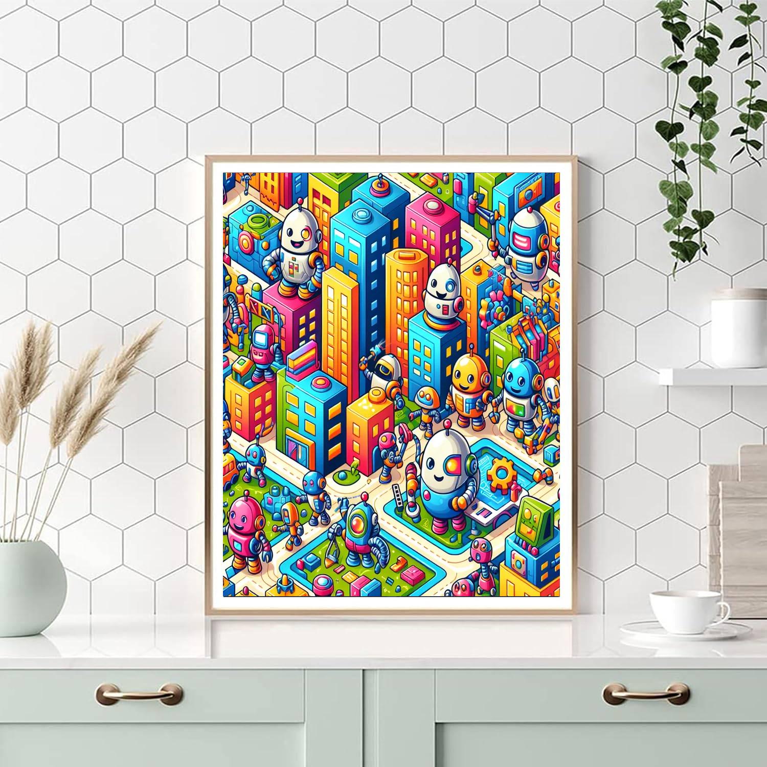 Robot City Exploration Paint By Numbers