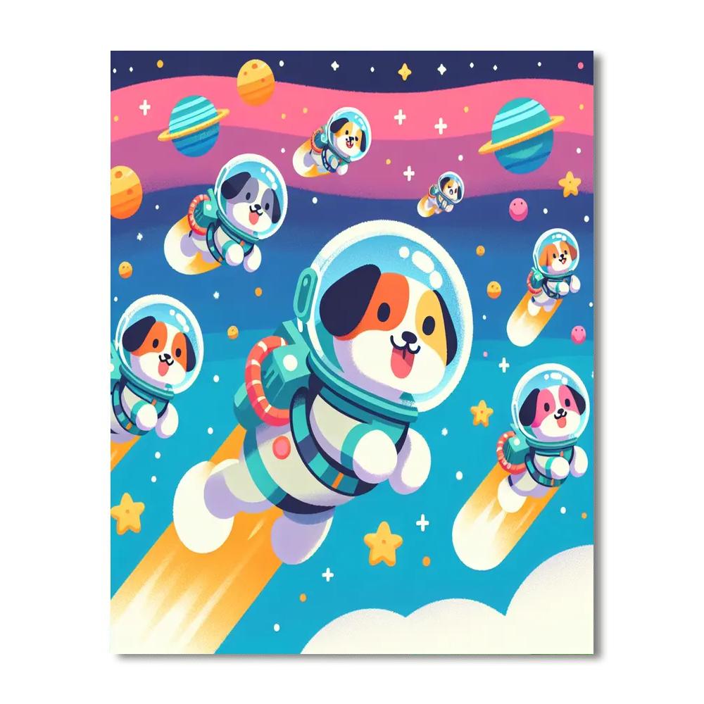 Space Adventure Dogs Paint By Numbers