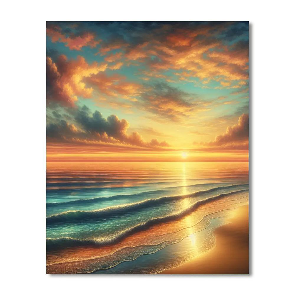 Serene Beachfront Sunrise Painting By Numbers Kit